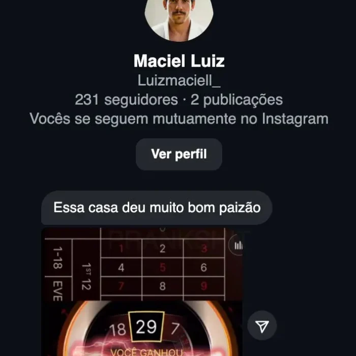 Avaliação Jogador que Ganhou no Jogo de Roleta Oficial