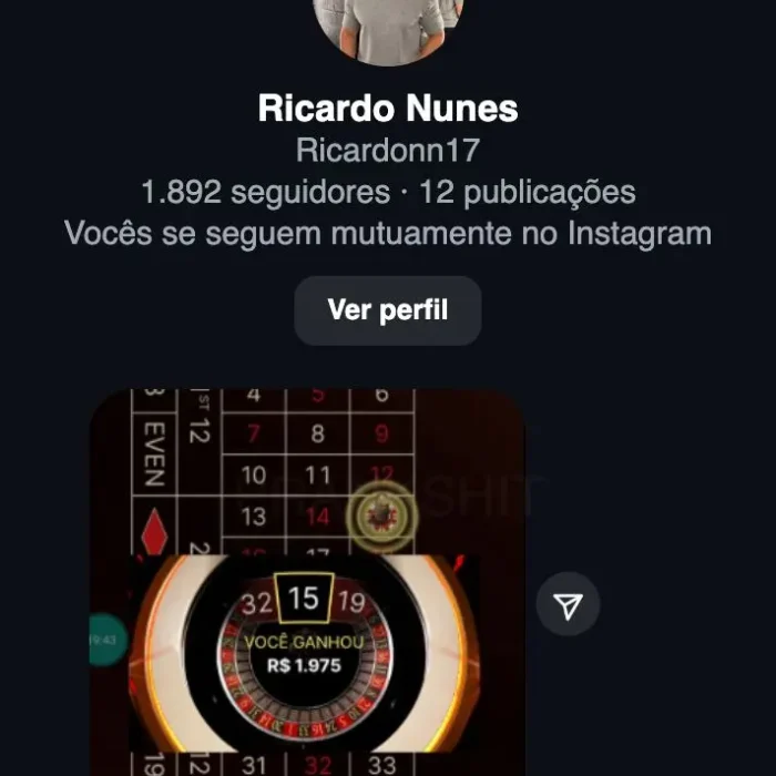 Avaliação Jogador que Ganhou no Jogo de Roleta Oficial